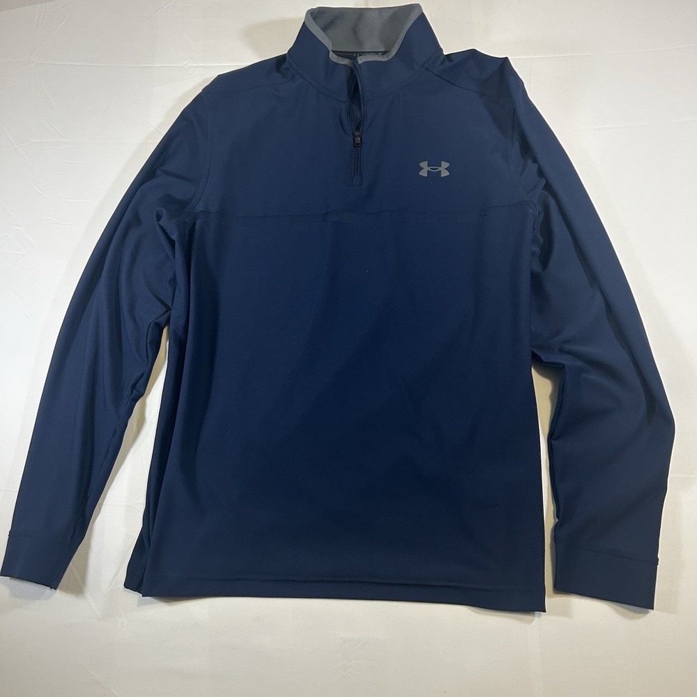 Under Armour Jacket Pullover Mens Medium Blue Vented Long Sleeve QuarterZip Golf